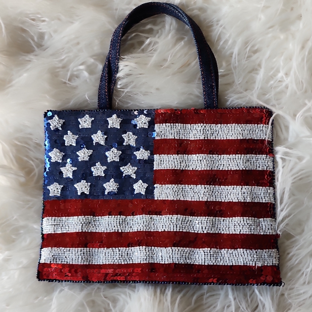 Sequin American Flag Tote Bag P2